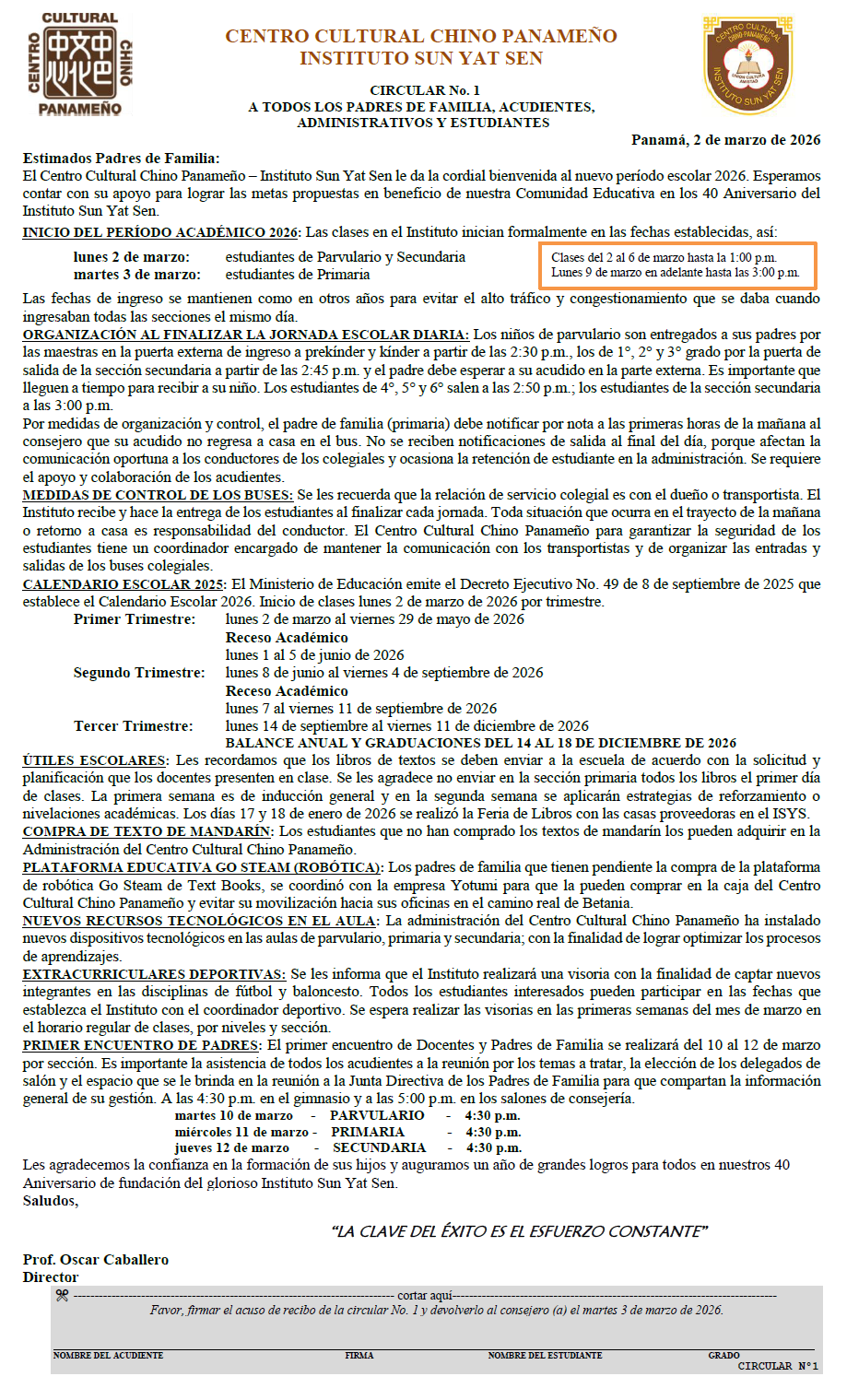 Circular 1 2026 español